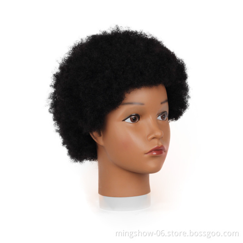 100% Human Hair  training mannequin head afro Cosmetology head realistic black hair wigs extension